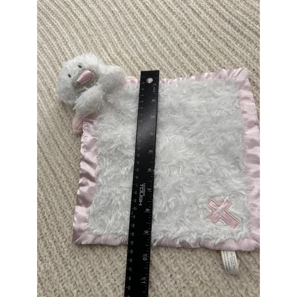 Demdaco White Bear Angel Wings Pink Cross Baby‎ Security Blanket Lovey Baptism